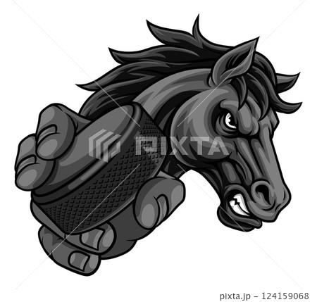 Horse Mustang Stallion Ice Hockey Sports Mascot Horse Mustang Stallion Ice Hockey Sports Mascot 124159068
