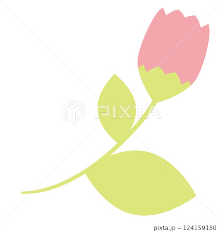 イラスト素材　桜の蕾　手描き　ピンク 124159180