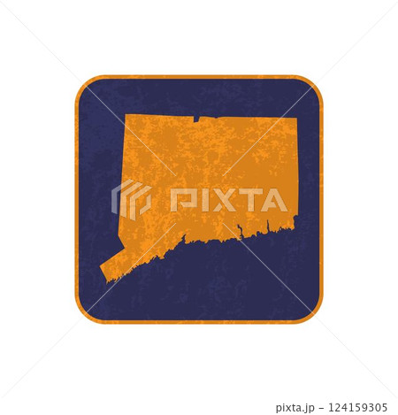 Connecticut state map square with grunge texture. 124159305