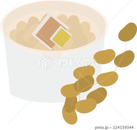 シンプルなカップ入りの納豆のイラスト 124159344