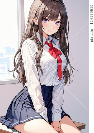 座る女子高生 124159619
