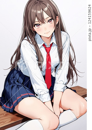 座る女子高生 座る女子高生 124159624