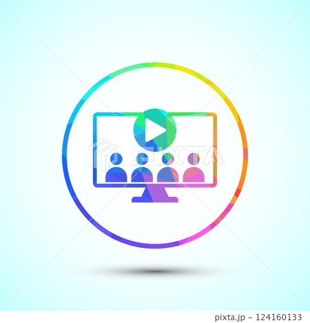 Video lectures icon design illustration, Video conference icon, Online seminar sign, Low poly style 124160133
