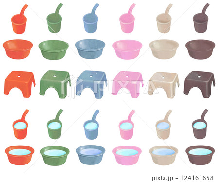 お風呂用具 イラストセット 6色 124161658