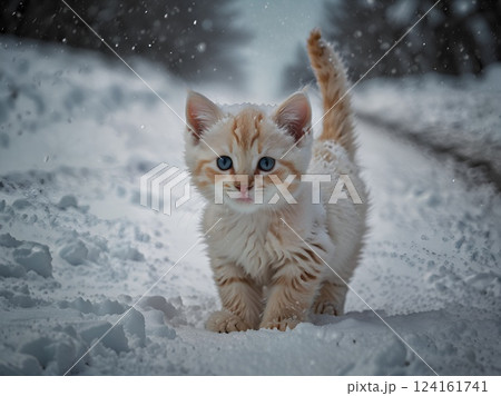 子猫冬の道 124161741