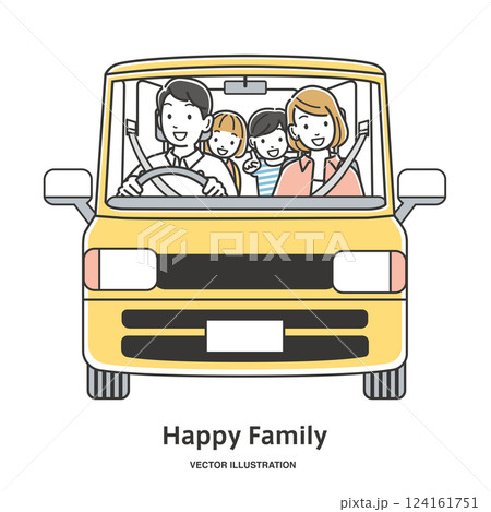 車でお出かけする家族のイラスト素材 124161751