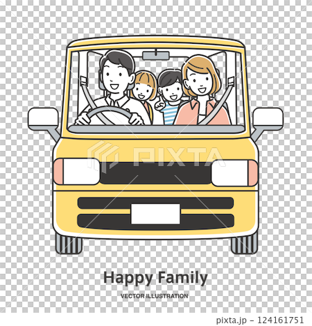 車でお出かけする家族のイラスト素材 124161751