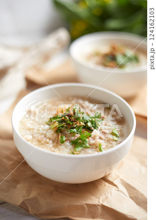 Rice porridge with minced pork Rice porridge with minced pork 124162103