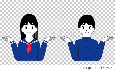 Illustration of male and female students comparing in a balance pose 124162607