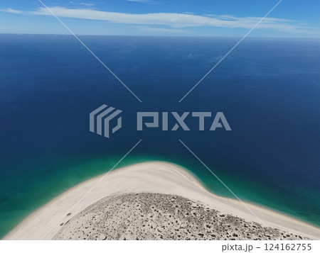 la ventana bcs playa punta arena beach aerial drone panorama baja california sur mexico la ventana bcs playa punta arena beach aerial drone panorama baja california sur mexico 124162755