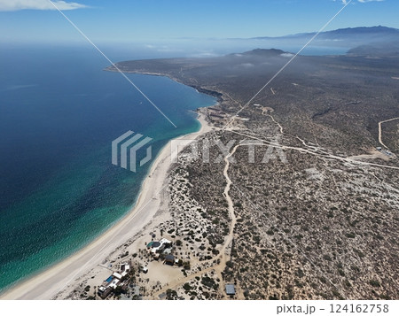 la ventana bcs playa punta arena beach aerial drone panorama baja california sur mexico 124162758