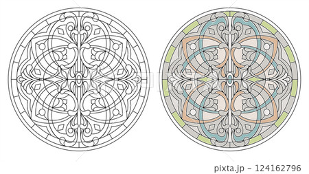 Gothic stained glass for a round window 124162796