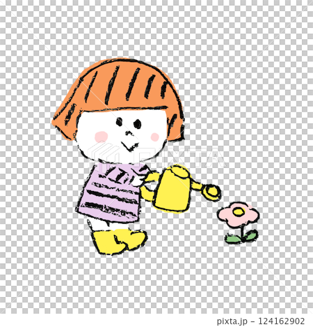 お花に水をあげる女の子 124162902