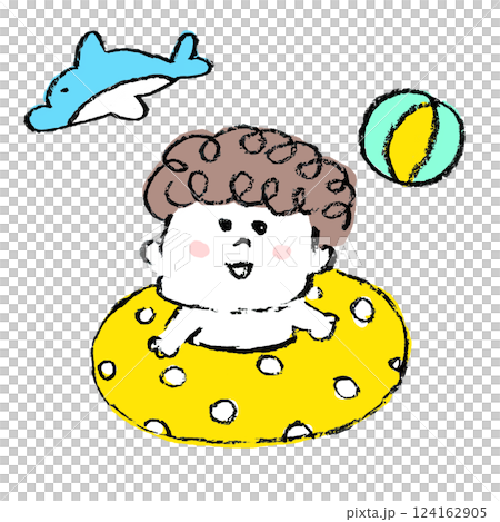 浮輪で遊ぶ男の子 124162905