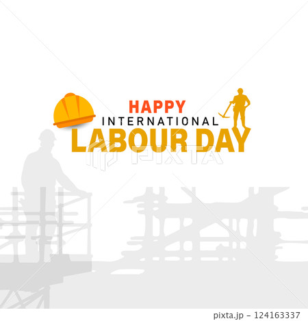 International workers day or Happy Labour day vector post design banner poster illustration with workers. labor day and may day celebration 124163337