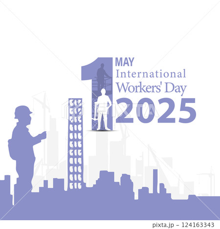 International workers day or Happy Labour day vector post design banner poster illustration with workers. labor day and may day celebration 124163343