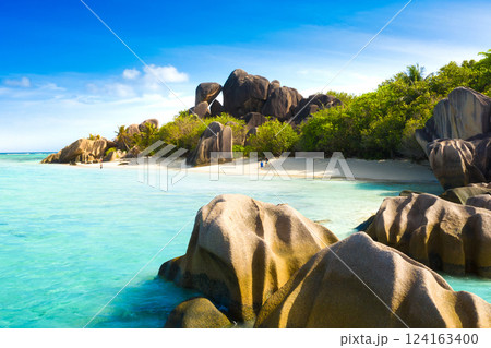 Anse Source D'Argent - the most beautiful beach of Seychelles. La Digue Island, Seychelles 124163400