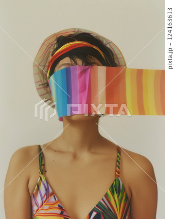Rainbow stripe collage with playful summer vibe Rainbow stripe collage with playful summer vibe 124163613