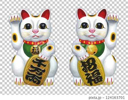 Lucky cat illustration set Lucky cat illustration set 124163701