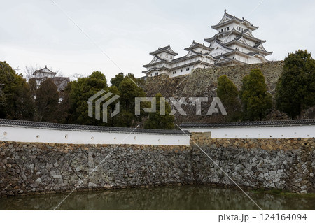 View of landscape the himeji white castle is famous and beautiful in japan 124164094