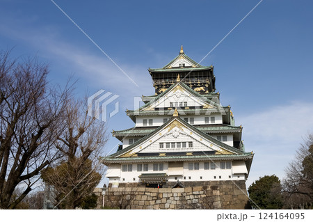 The osaka castle in the big castle and most famous in osaka japan 124164095