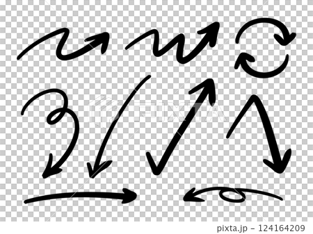 向量筆手繪箭頭設定黑白 向量筆手繪箭頭設定黑白 124164209