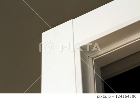 Close-up detail image of modern white door 124164580