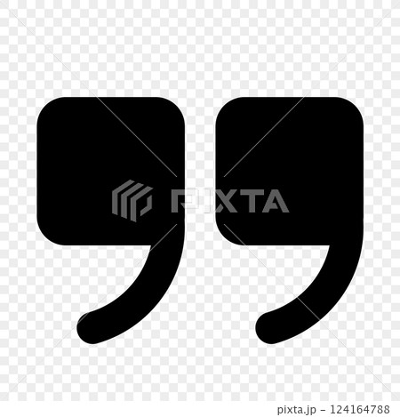 A set of square quotation marks in black on a transparent background. 124164788