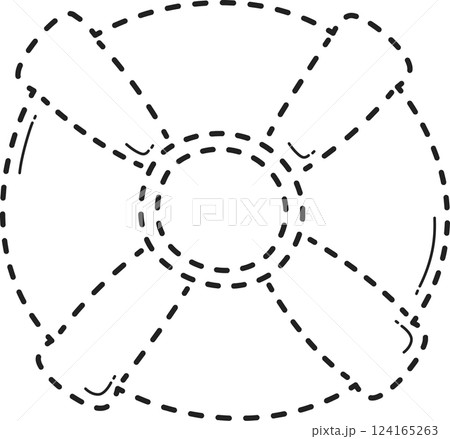 Dotted swim ring tracing. 124165263