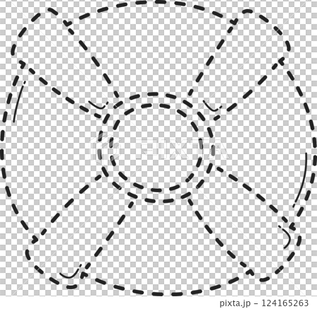 Dotted swim ring tracing. 124165263