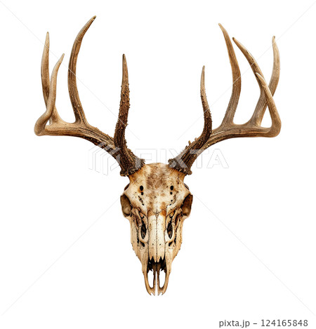 animal skull, deer isolated on white background, cut-out, clipping path, transparent animal skull, deer isolated on white background, cut-out, clipping path, transparent 124165848