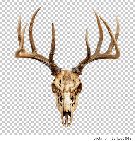 animal skull, deer isolated on white background, cut-out, clipping path, transparent animal skull, deer isolated on white background, cut-out, clipping path, transparent 124165848