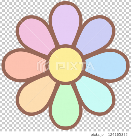 Pastel Rainbow Flower Cute Hand Drawn Element 124165855