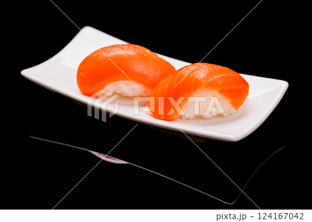 Sushi beautifully arranged on black 124167042