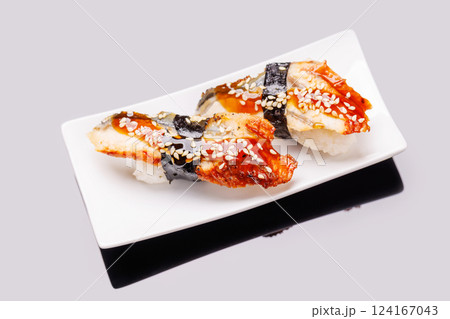 Unagi sushi beautifully arranged Unagi sushi beautifully arranged 124167043