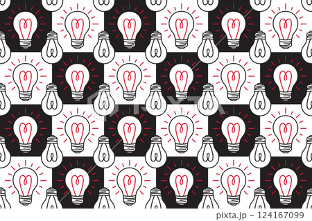 Seamless pattern with light bulbs against a...のイラスト素材 [124167099] - PIXTA