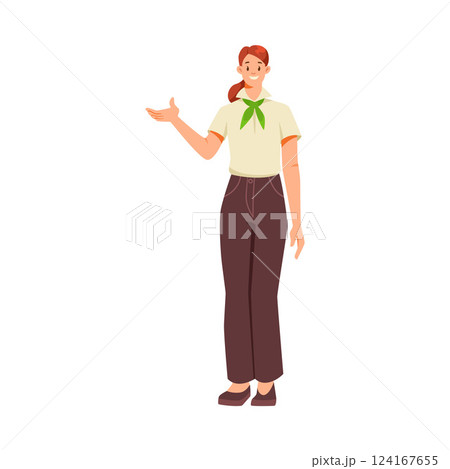 Woman Character Working in Supermarket Standing Vector Illustration Woman Character Working in Supermarket Standing Vector Illustration 124167655