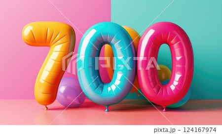 number seven hundred colorful birthday balloon illustration 124167974