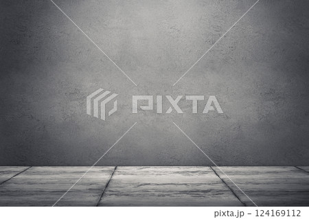 Interior room with dirty concrete cement wall and floor. Underground showroom. 3d rendering illustration Interior room with dirty concrete cement wall and floor. Underground showroom. 3d rendering illustration 124169112