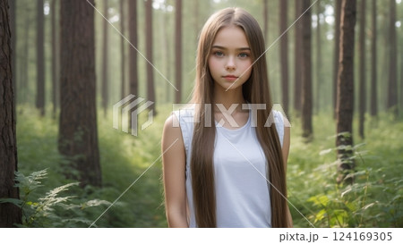 森の中の美しい少女 124169305