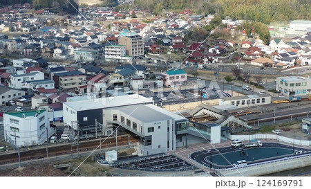 完成した西高屋新駅舎とその周辺_空撮2 完成した西高屋新駅舎とその周辺_空撮2 124169791