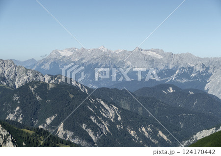 Goetheweg trail at Karwendel mountains on Karwendel Hohenweg, Austria 124170442