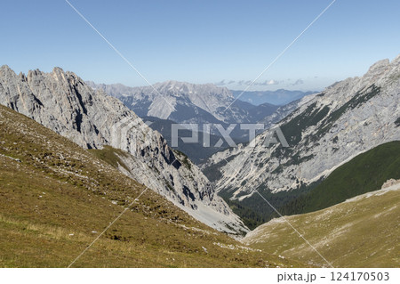 Goetheweg trail at Karwendel mountains on Karwendel Hohenweg, Austria 124170503