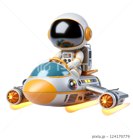 Cute Astronaut Riding a Rocket, Futuristic Space Adventure Concept 124170779