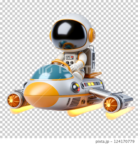 Cute Astronaut Riding a Rocket, Futuristic Space Adventure Concept 124170779