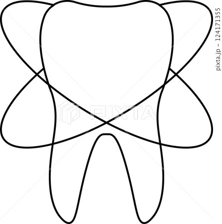 Simplistic Black Outline of a Tooth with Overlapping Rings Symbolizing Dental Care Simplistic Black Outline of a Tooth with Overlapping Rings Symbolizing Dental Care 124171355