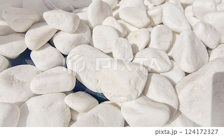Smooth White Pebbles Natural Stone Texture, background  124172327