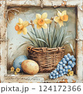 Rustic Easter Campaign Poster with Watercolor Flowers, copy space Rustic Easter Campaign Poster with Watercolor Flowers, copy space 124172366