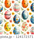 Seamless Easter Egg Background Featuring Bright Colors and Spring Flowers Seamless Easter Egg Background Featuring Bright Colors and Spring Flowers 124172371