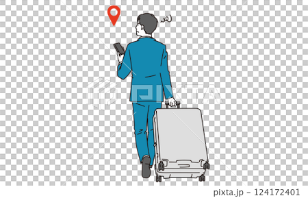 商人出差迷路的插畫素材 124172401